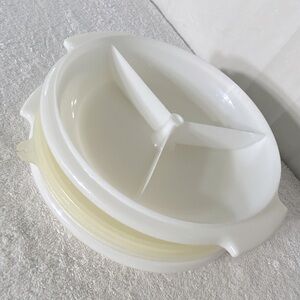 Vintage Tupperware White Suzette Divided Dish Set 4pc